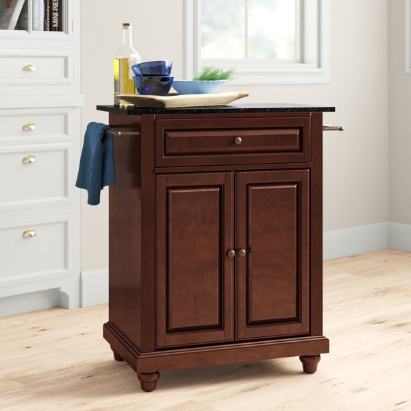 Three Posts™ Hedon 31'' Wide Rolling Kitchen Cart with Granite Top